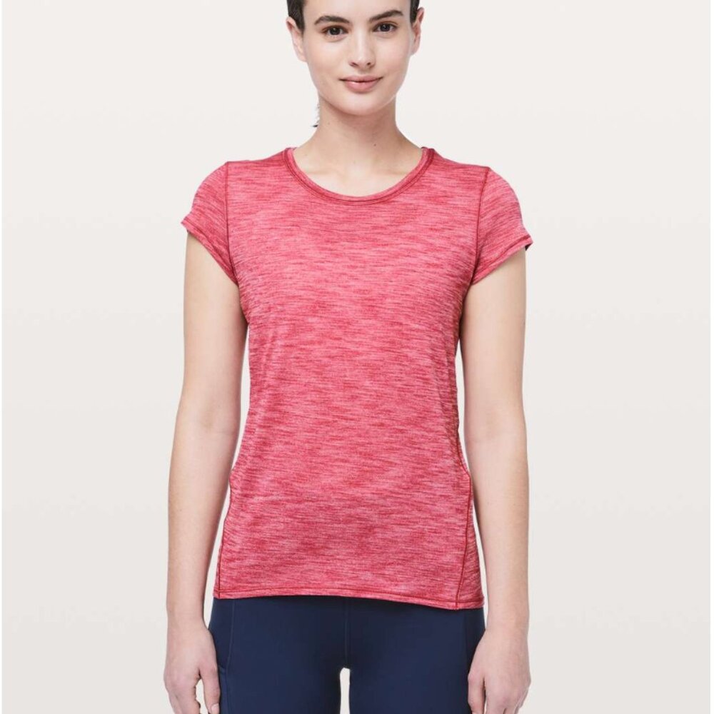 Lululemon Another Mile Short Sleeve Heathered Violet Red